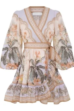 WYLIE MINI WRAP FRILL DRESS (BLUE FLORAL)