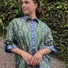 WYLIE RELAXED SHIRT (GREEN BLUE IKAT)