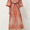 WYLIE TUNIC MIDI DRESS (RUST MULTI)